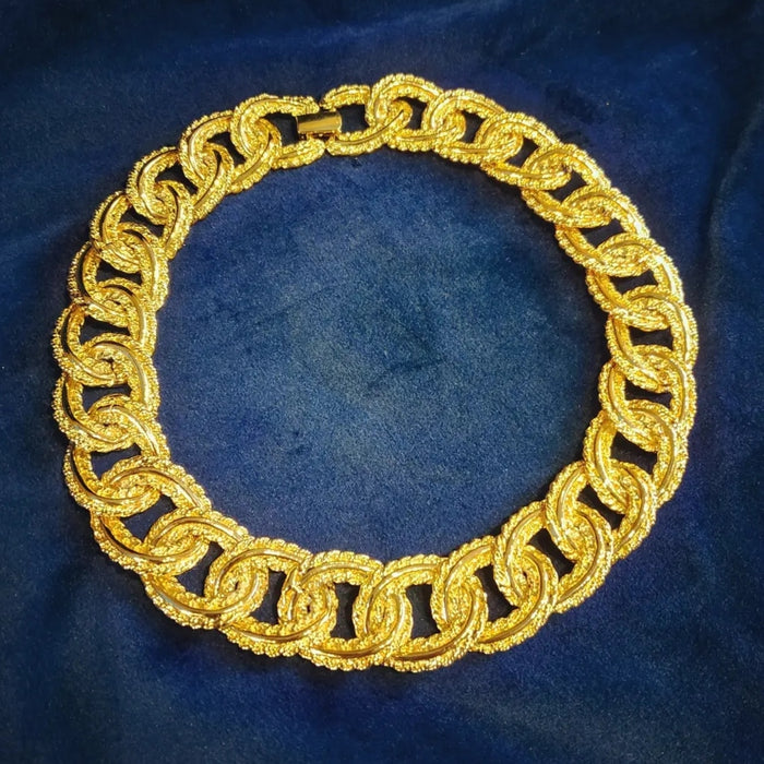Statement Textured Chunky Vintage Gold Chain Necklace