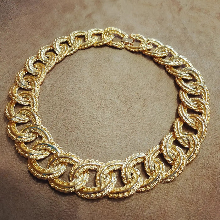 Statement Textured Chunky Vintage Gold Chain Necklace