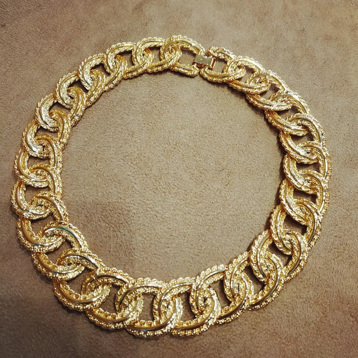Statement Textured Chunky Vintage Gold Chain Necklace