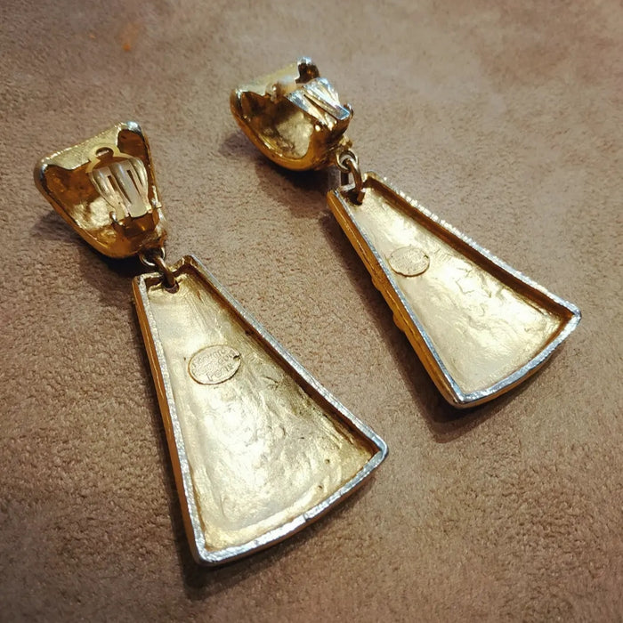 Edouard Rambaud Chunky Gold Deop vintage clip on earrings