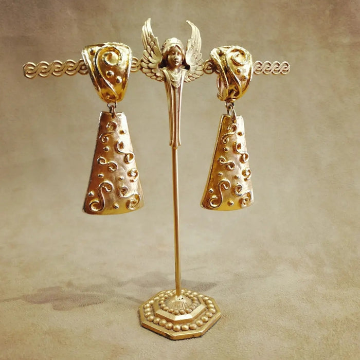 Edouard Rambaud Chunky Gold Deop vintage clip on earrings