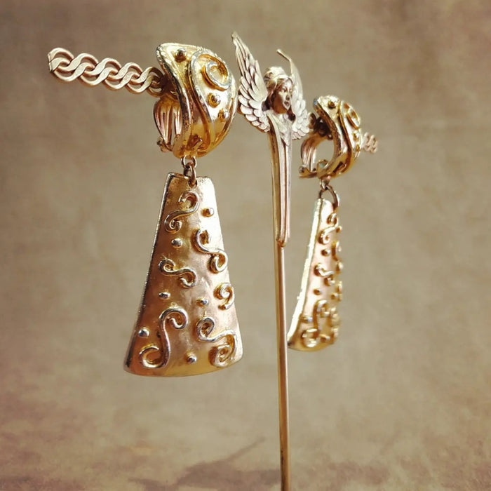 Edouard Rambaud Chunky Gold Deop vintage clip on earrings