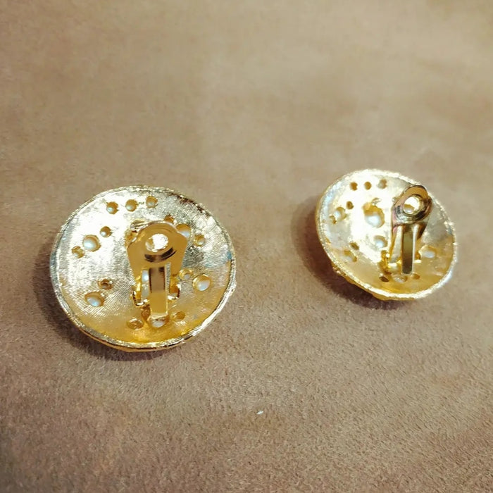 Vintage Gold Clusters of Pearl Earrings Clip On