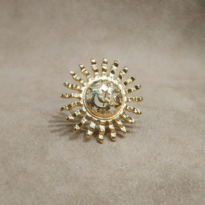Gold Celestial Sun Moon Stars Vintage Brooch