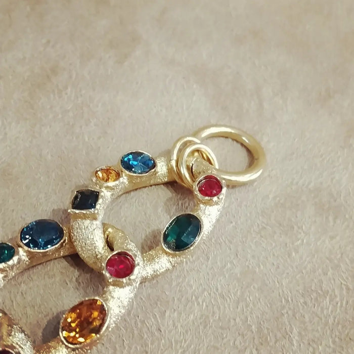 Kenneth Jay Lane multi coloured gem chain bracelet