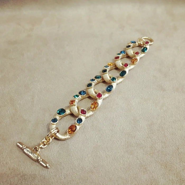Kenneth Jay Lane multi coloured gem chain bracelet