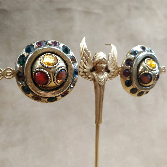 Multi colour Round Chunky Clip on Earrings by Kalinger