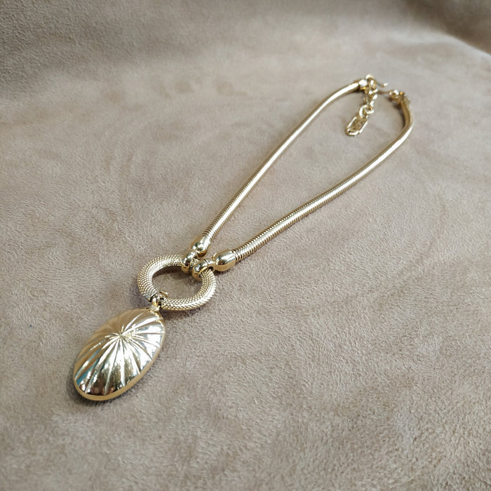 YSL vintage Gold Red Glass Yves Saint Laurent link Necklace