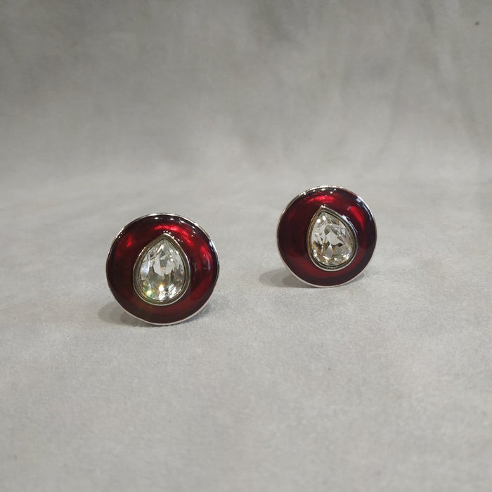 Yves Saint Laurent Red enamel clip on earrings