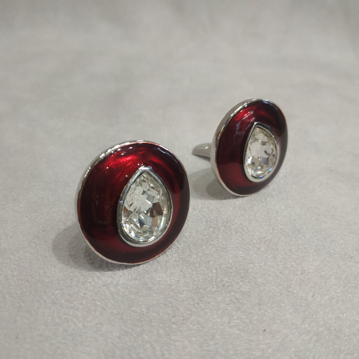 Yves Saint Laurent Red enamel clip on earrings
