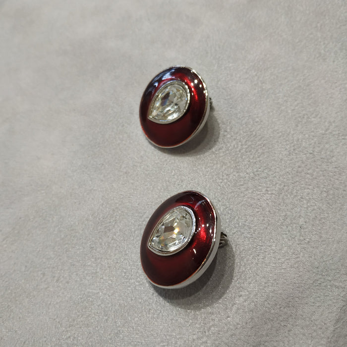 Yves Saint Laurent Red enamel clip on earrings