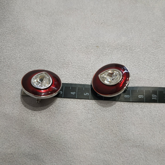 Yves Saint Laurent Red enamel clip on earrings