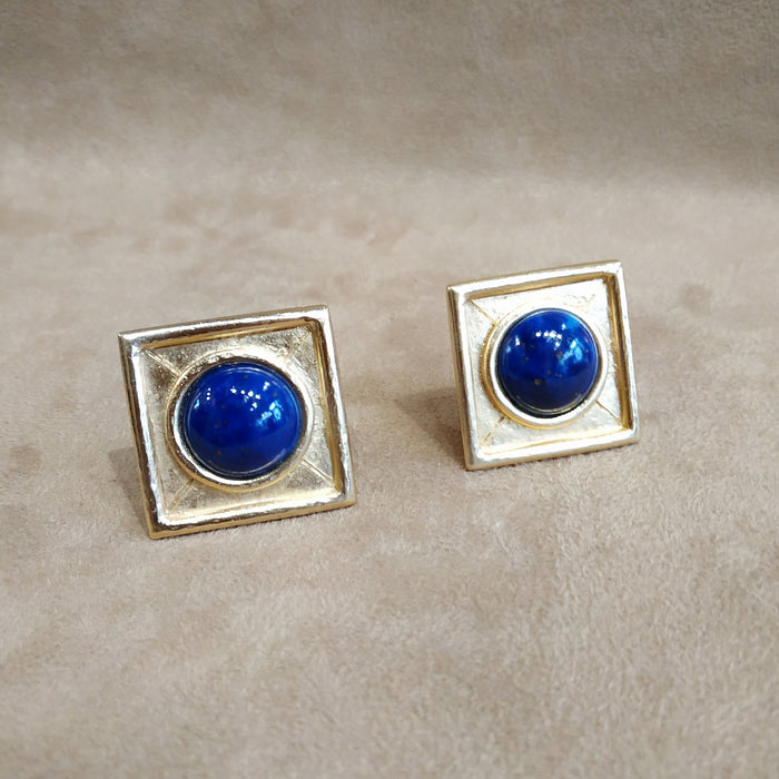 Balenciaga Vintage Square Lapis glass earrings