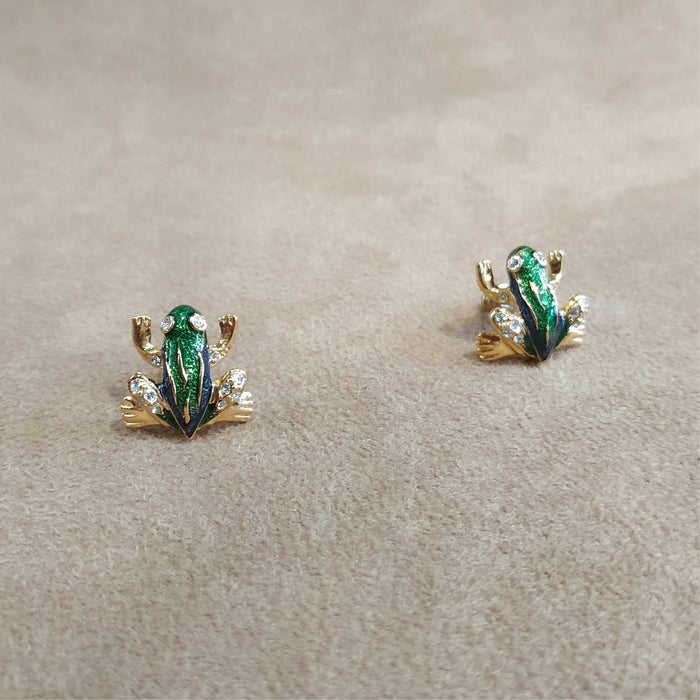 Vintage small green frog studs