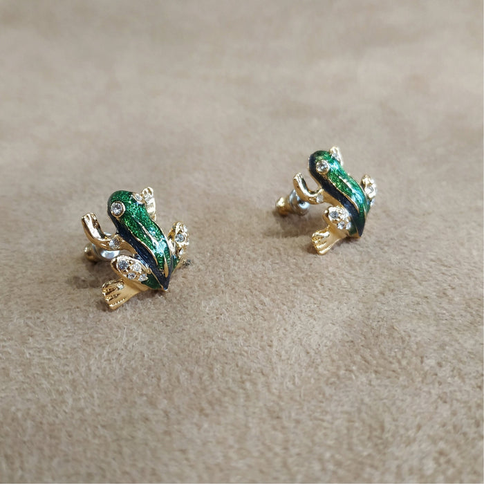 Vintage small green frog studs