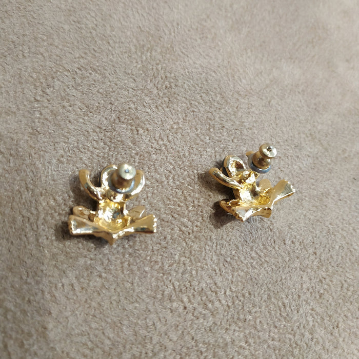 Vintage small green frog studs