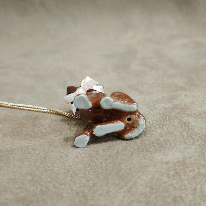 Chocolate Labrador Puppy Necklace in porcelaine by And Mary