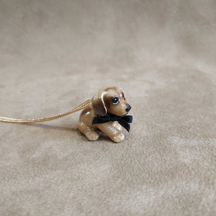 Brown Dachshund Puppy Necklace And Mary