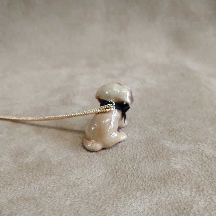 Brown Dachshund Puppy Necklace And Mary