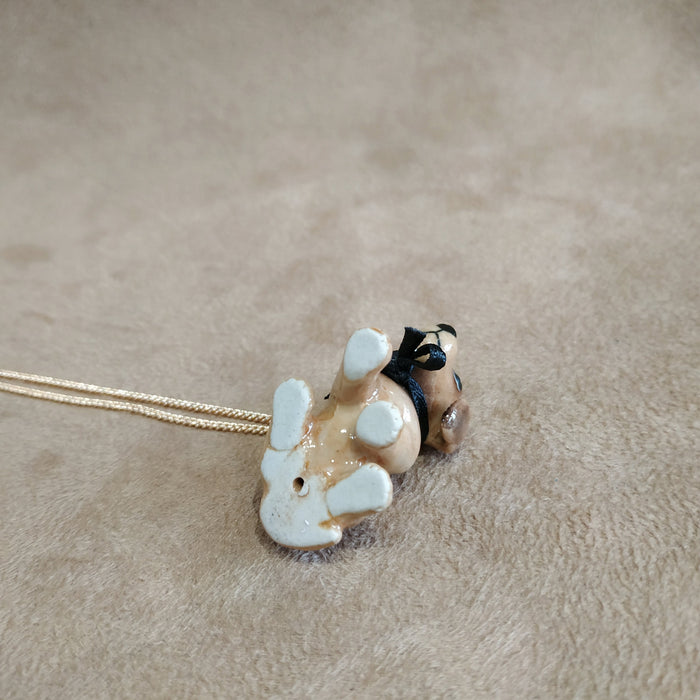 Brown Dachshund Puppy Necklace And Mary