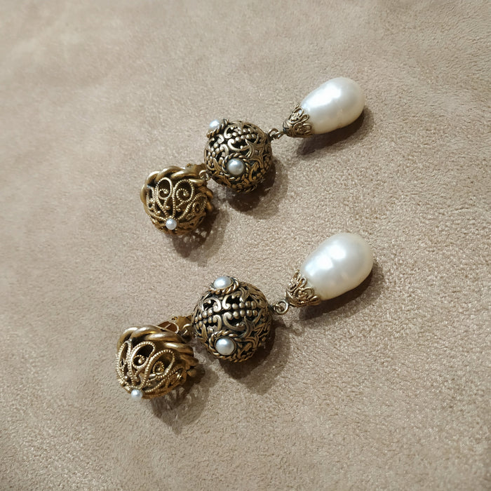 Butler and Wilson pearl statement earrings