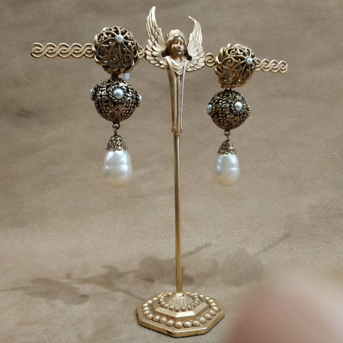 Butler and Wilson pearl statement earrings
