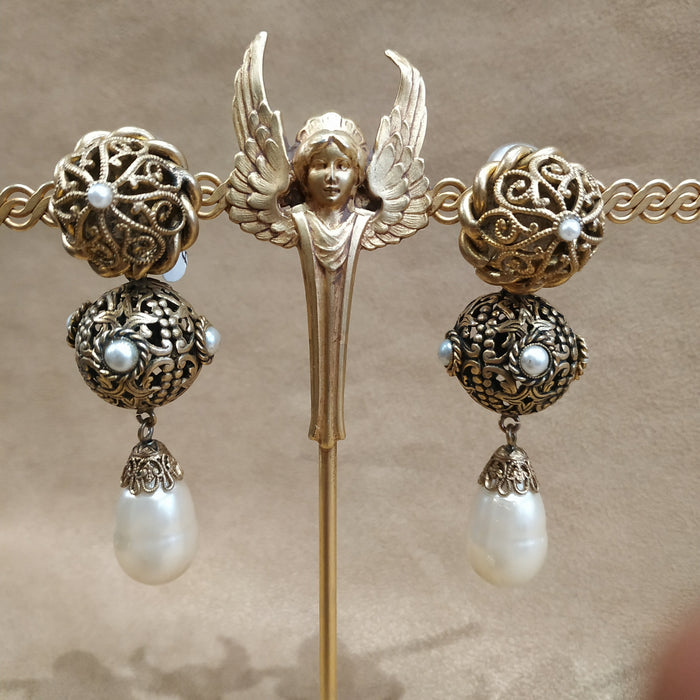Butler and Wilson pearl statement earrings