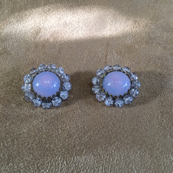 Miriam Haskell Lilac Opaline Glass Earrings