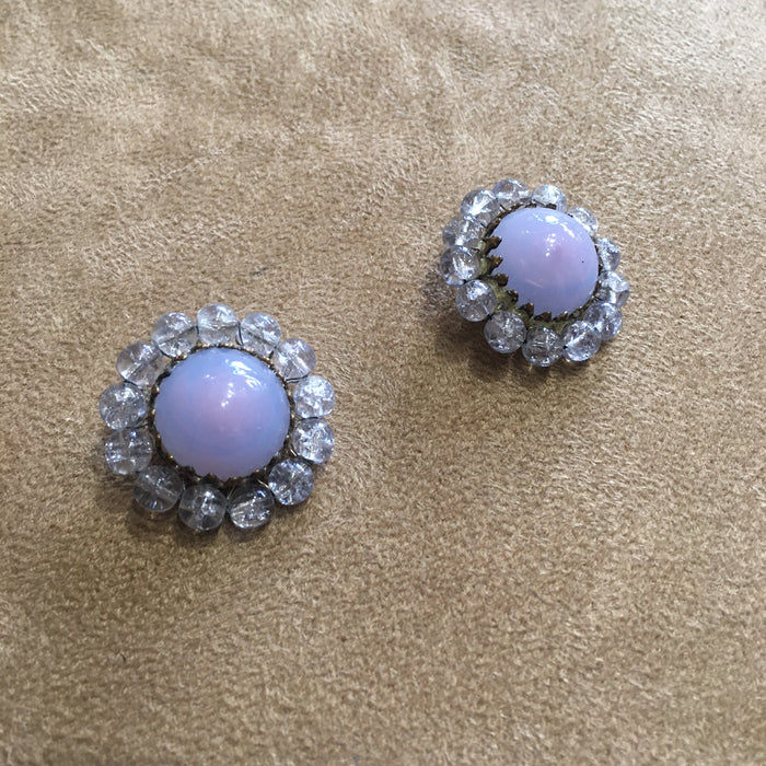 Miriam Haskell Lilac Opaline Glass Earrings