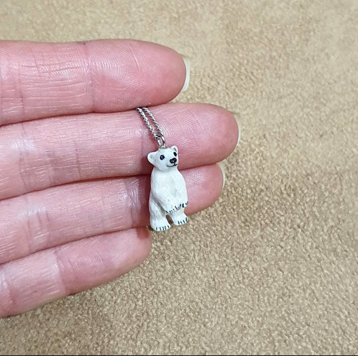 Baby Polar Bear Pendant Necklace by And Mary