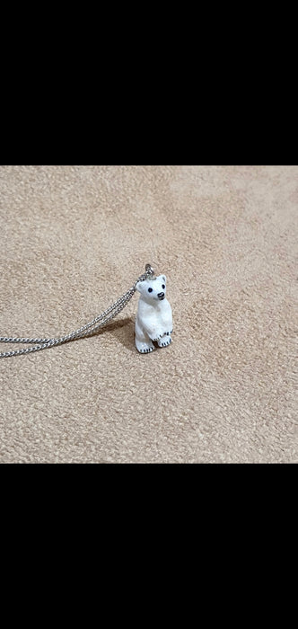 Baby Polar Bear Pendant Necklace by And Mary