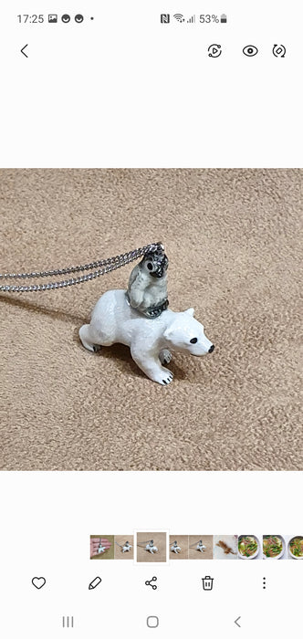 Baby Penguin and Polar Bear Pendant Necklace by And Mary