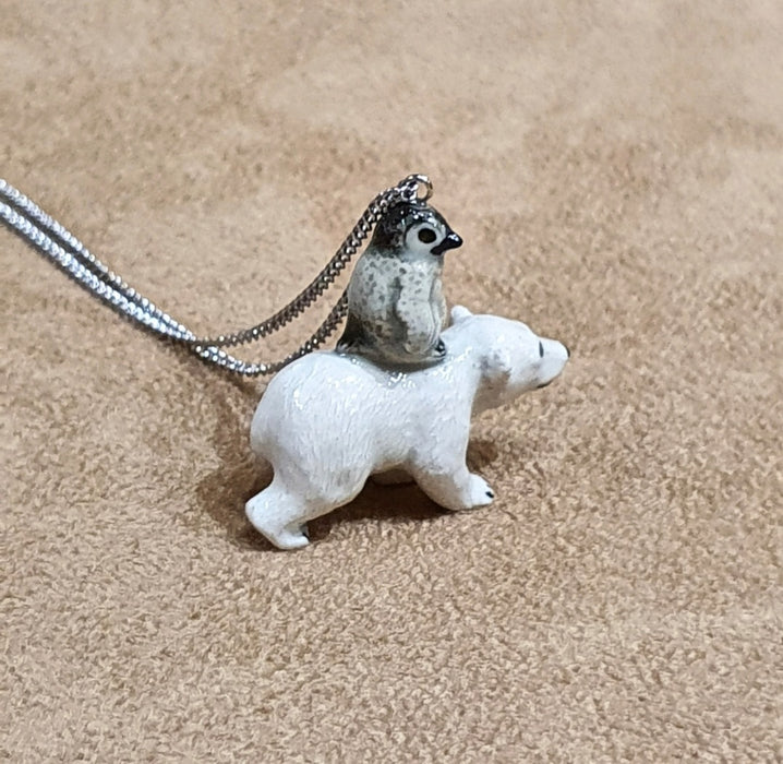Baby Penguin and Polar Bear Pendant Necklace by And Mary