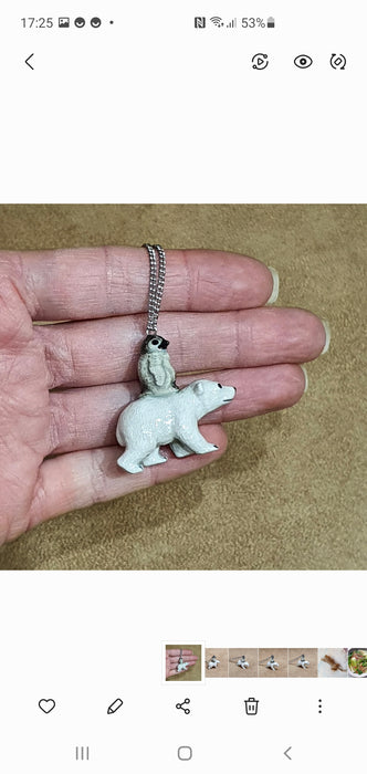 Baby Penguin and Polar Bear Pendant Necklace by And Mary