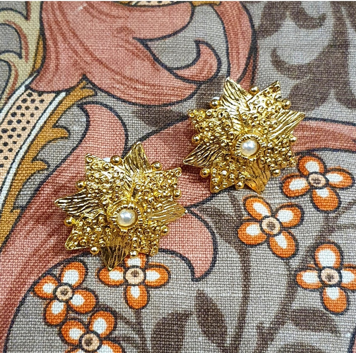 Abbey Road pearl clip on statement earrings
