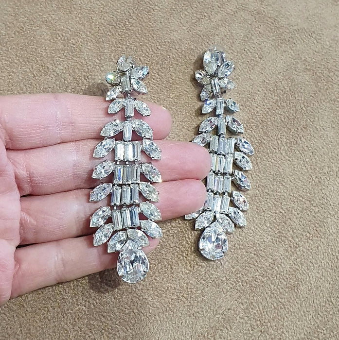 Vintage Crystal Chandelier Earrings with baguettes
