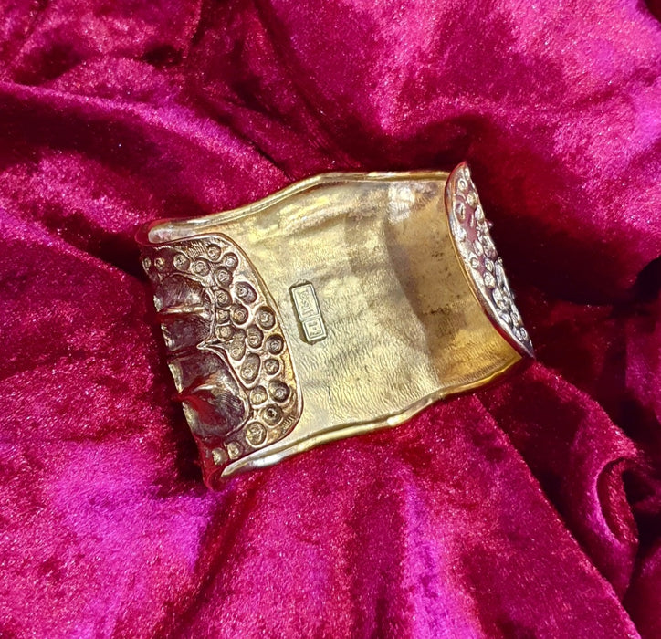 Yves Saint Laurent Gold Statement Crocodile Cuff Bracelet YSL