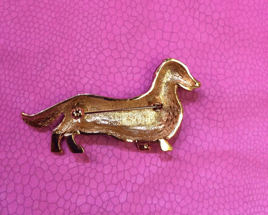 Daschund Sausage Dog brooch in Brown enamel - The Hirst Collection