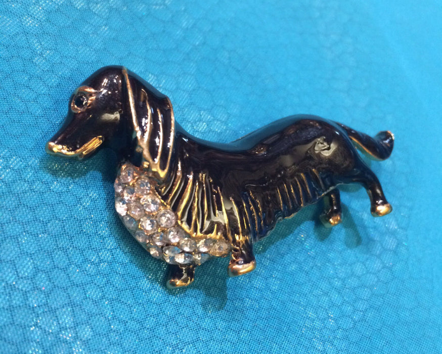 Daschund Black Enamel Dog Brooch - The Hirst Collection