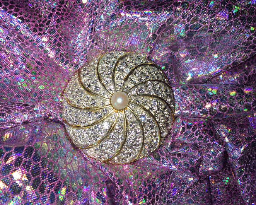Pearl Bridal brooch Vintage Bride by Sardi with crystal - The Hirst Collection