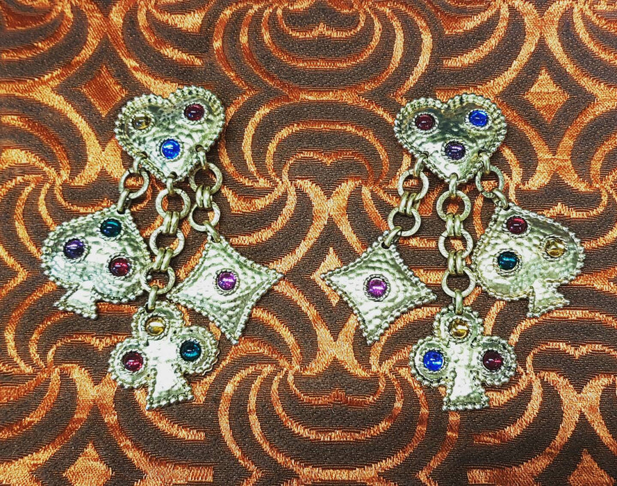 Edouard Rambaud Statement Chandelier Earrings Heart Gold Jewelled - The Hirst Collection