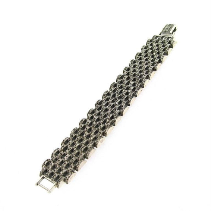 Silver Marcasite Bracelet Chainmail Art Deco Style - The Hirst Collection