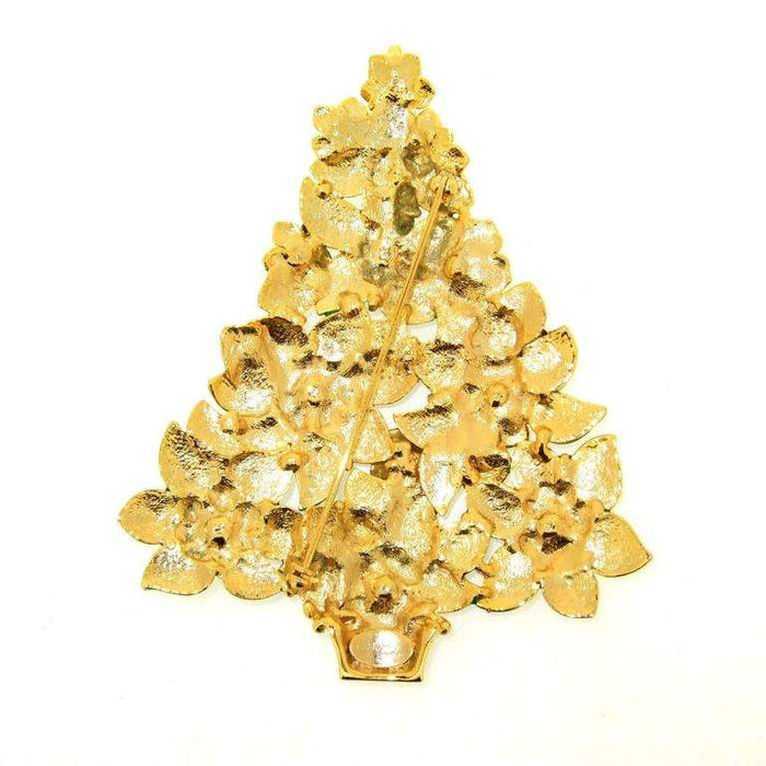 Large Christmas Tree brooch by Cristobal London Enamel Crystal - The Hirst Collection