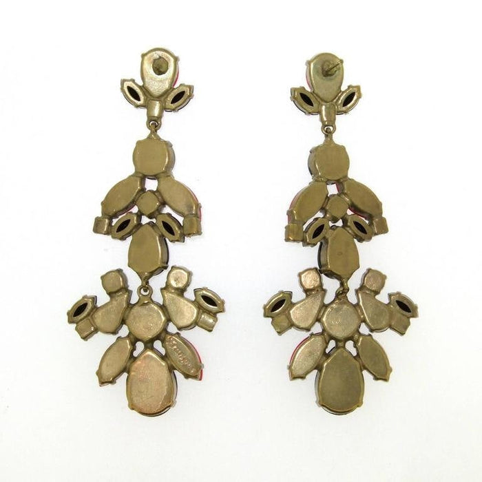 Red and Black Crystal Chandelier Statement Earrings by Frangos - The Hirst Collection