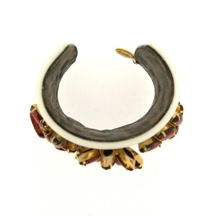 Vintage Red White Bracelet Vintage Glass Cuff by Katherine Alexander - The Hirst Collection