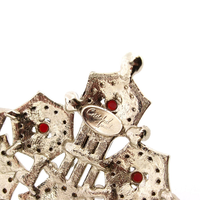 Silver and Red Christmas Tree Brooch by Cristobal London - The Hirst Collection