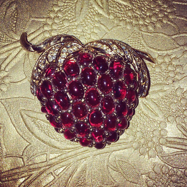 Vintage Large Rasberry Brooch by Ciner - The Hirst Collection