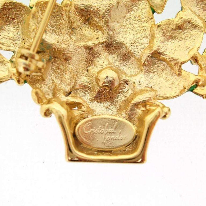 Large Christmas Tree brooch by Cristobal London Enamel Crystal - The Hirst Collection