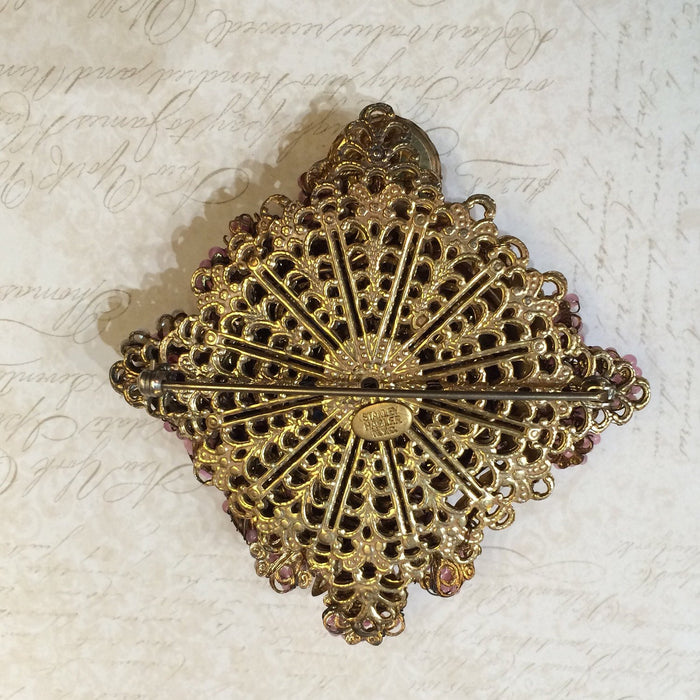 Vintage Stanley Hagler Brooch Pink Pearl Beaded - The Hirst Collection
