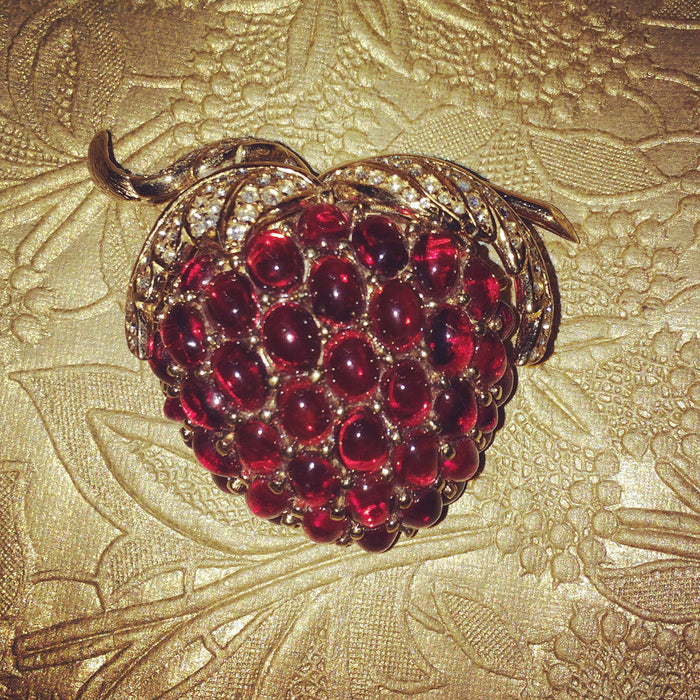 Vintage Large Rasberry Brooch by Ciner - The Hirst Collection